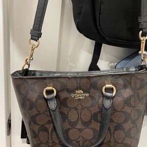 Coach Brown and Black Tote with Gold Accents